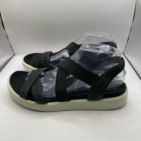 ECCO Women's Flowt Elastic Sandal black size 40 US9.5 - Picture 1 of 6